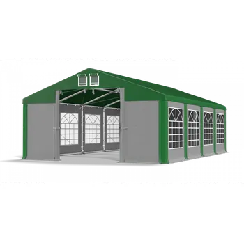 Zahradní stan Párty stan 4x8x3m střecha PVC 560g/m2 boky PVC 500g/m2 konstrukce ZIMA PLUS Zelená Šedá Zelená