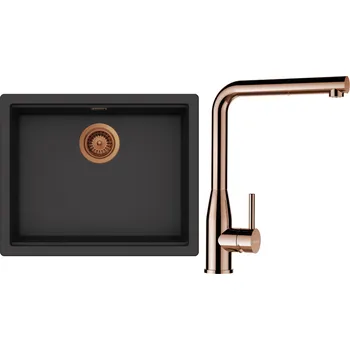 Granitový dřez Set Schock S28-19 (dřez Kiruna N-100L Dusk + baterie Keto.120 Měď + komponenty Měď)