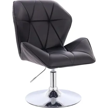 Otočné křeslo ekokůže Horten XL na stříbrném talíři - černé