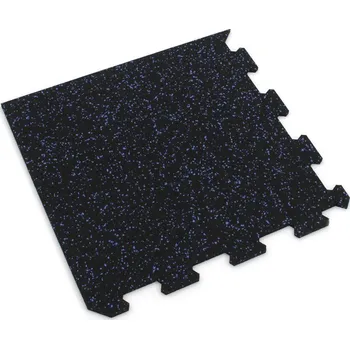 Venkovní dlažba Černo-modrá gumová modulová puzzle dlažba (roh) FLOMA FitFlo SF1050 - 100 x 100 x 1,6 cm