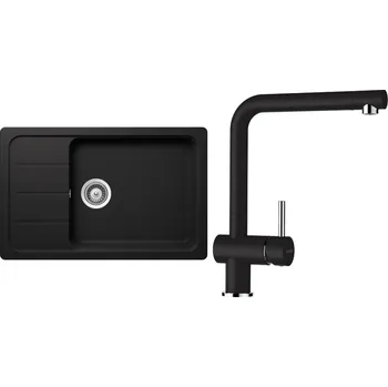 Granitový dřez Set Schock S24-3 (dřez Formhaus D-100LS Nero + baterie Epos Nero)