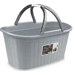 Koš na prádlo s úchyty ELEGANCE sv. šedá