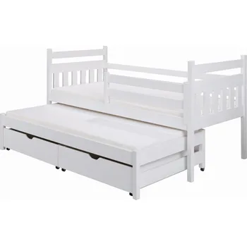 Postel Dřevěná postel HUBERT s výsuvným lůžkem a úložným prostorem Rozměr postele: 80x180 cm, Odstín postele: růžová