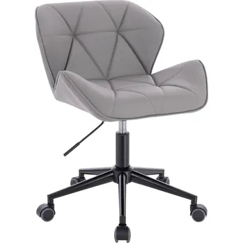 Otočné křeslo ekokůže Horten na černé podstavě s kolečky - šedé