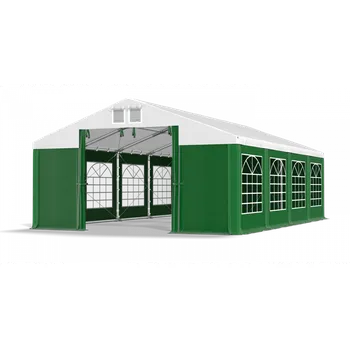 Zahradní stan Párty stan 8x10x3m střecha PVC 560g/m2 boky PVC 500g/m2 konstrukce ZIMA PLUS Bílá Zelená Zelená