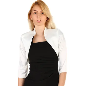 Glara Dámské společenské saténové bolerko na plesové šaty 307132 stříbrná