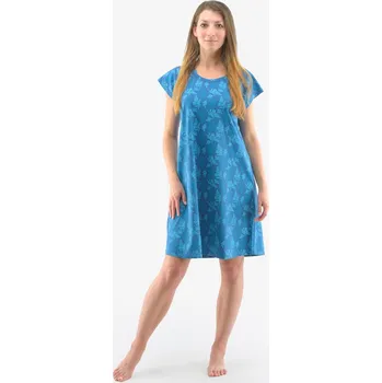 Dámská noční košile Dámská noční košile s krátkým rukávem Gina 19130P Barva: PETROLEJOVÁ, Velikost: XL
