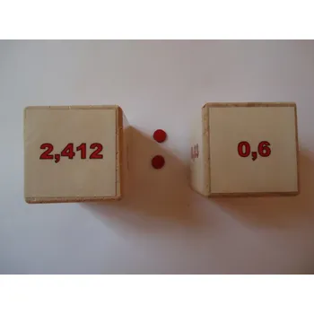 Hrací kostka Desetinná čísla - dřevěné kostky