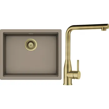 Granitový dřez Set Schock S28-13 (dřez Kiruna N-100L Twilight + baterie Keto White Gold + komponenty White Gold)