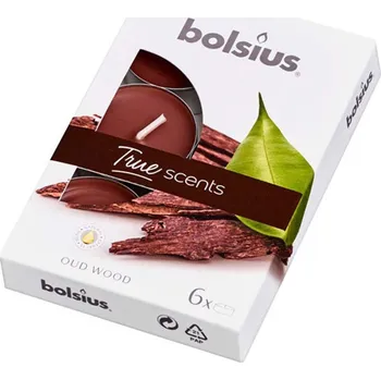 Svíčka Bolsius Theresia Svíčka vonná čajová Oud wood, 6ks, Bolsius