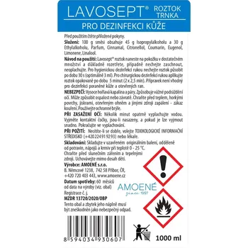 Amoene Lavosept® roztok - dezinfekce s vůni trnky, 1000 ml