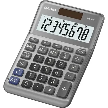Kalkulačka Casio MS-80F stolní kalkulačka, displej (počet míst) 8, na baterii, solární napájení, šedá