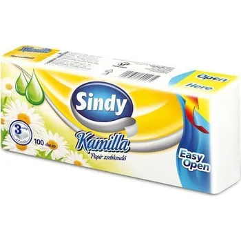 Papírový kapesník Kapesníky, papírové, 3vrstvé, 100 ks, Sindy, heřmánkové