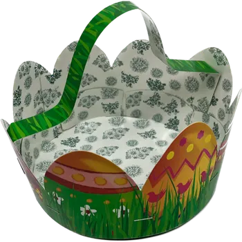 Velikonoční dekorace Velikonoční košíček s vajíčky v průměru 16 cm, výška 7 cm