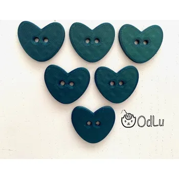 Knoflík srdíčko petrolejové (2,5x3cm)