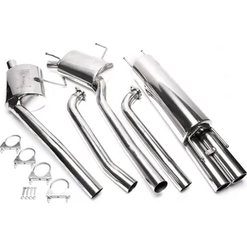 Výfukový systém TA Technix sportovní nerezový catback výfuk Opel Omega B sedan V6, 2x 76 mm rovná nerezová koncovka s pertlem