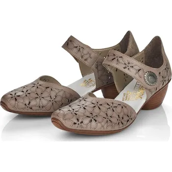 Dámské lodičky Dámská kožená lodička 43786-64 Rieker béžová Barva: beige, Velikost: 39