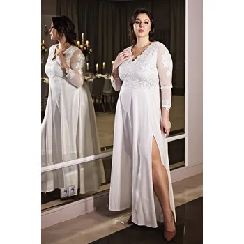 Dámské šaty Getthelook Dlouhé svatební šaty s rukávkem, Carmen Velikost: 46