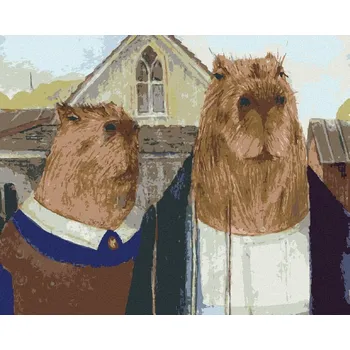 Diamantové malování Kapybary americká gotika vypnuté plátno na rám 40 x 50 cm Diamantové malování Diamantové malování Kapybary americká gotika vypnuté plátno na rám 40 x 50 cm