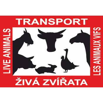 Značení Transport živých zvířat samolepící vinylová fólie 400 x 300 mm
