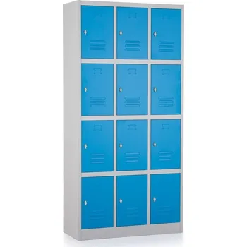 Šatní skříň Rauman Kovová šatní skříň 12 boxů, 90 x 45 x 185 cm, otočný zámek - modrá + doprava ZDARMA