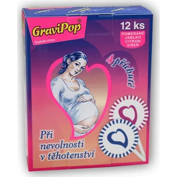 Přírodní produkt GraviPop směs 4 chutě 12 lízátek