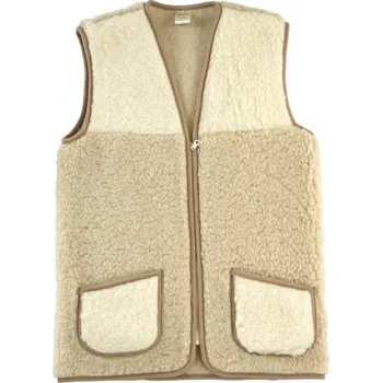 Dámská vesta Vesta Merino béžově bílá zip 2XL