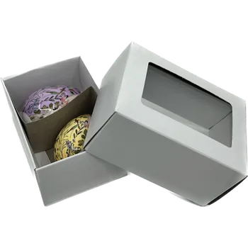 Velikonoční dekorace Krabička na 2 velikonoční kraslice s průhledným okénkem 10,5x7,4x6,5 cm