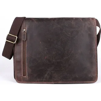 Tříoddílová velká kožená pánská crossbody taška HGL no. 6021 tmavěhnědá