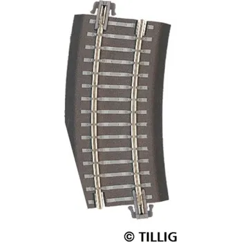 Modelová železnice TT - kolej oblouková vyrovnávací s podložím k pravé výhybce R353/15°