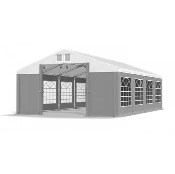 Zahradní stavba Párty stan 8x20x2m střecha PVC 560g/m2 boky PVC 500g/m2 konstrukce ZIMA PLUS Bílá Šedá Šedá