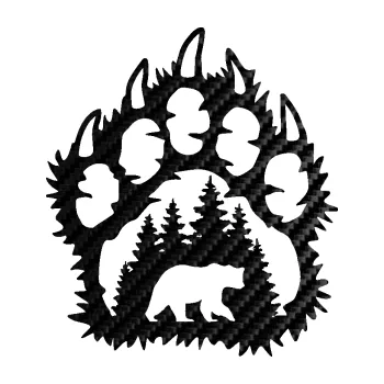 Samolepící dekorace SAMOLEPKA Medvěd 010 pravá tlapa s krajinou (50 - 3D karbon černý) NA AUTO, NÁLEPKA, FÓLIE, POLEP, TUNING, VLASTNÍ TEXT, TISK, AUTOSAMOLEPKY.cz, POLEPY, OBRÁZEK, LOGO, SAMOLEPKY