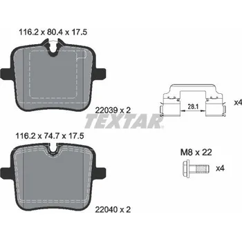 Brzdová destička Sada brzdových destiček, kotoučová brzda TEXTAR 2203901
