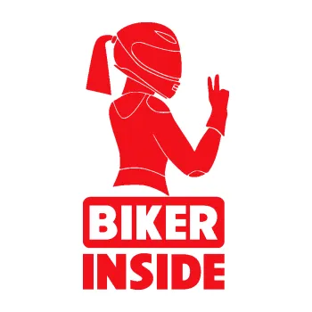 Polep vozidla SAMOLEPKA Biker inside 004 pravá motorkářka (10 - červená) NA AUTO, NÁLEPKA, FÓLIE, POLEP, TUNING, VLASTNÍ TEXT, TISK, AUTOSAMOLEPKY.cz, POLEPY, OBRÁZEK, LOGO, SAMOLEPKY