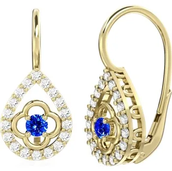 Náušnice Couple, Visací náušnice Amanda, žluté zlato s&nbsp;modrými zirkony, 585-66-3-0371.0Z00.0.00.102.08