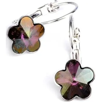 Náušnice Swarovski Elements Flower 10mm - stříbrné náušnice visací fialové kytičky, květinky 31080.3 Lilac Shadow (fialová, vínová, bordó, růžovo zlatá, duhová)