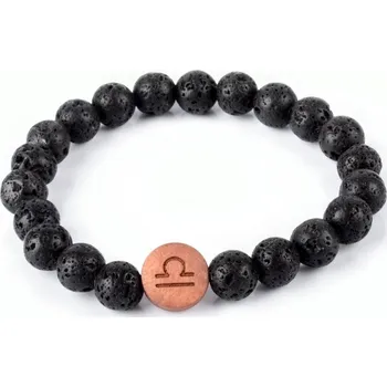 Náramek Abatoni dámský / pánský náramek Lávový kámen 8mm se znamením zvěrokruhu Váhy (lat. Libra)