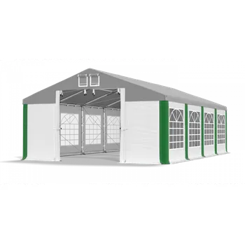 Zahradní stavba Párty stan 5x50x2m střecha PVC 560g/m2 boky PVC 500g/m2 konstrukce ZIMA PLUS Šedá Bílá Zelená