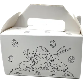 Velikonoční dekorace Dárková krabička s odnosovým uchem velikonoční - vhodná k domalování 16x14x9 cm
