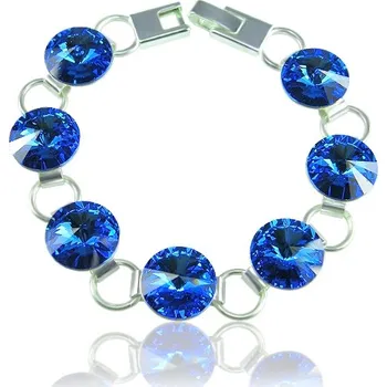 Náramek Swarovski Elements Rivoli 12mm - Rhodiovaný náramek modrý 33111.1 Sapphire (modrá královská)
