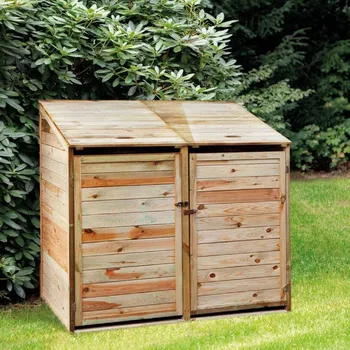 Zahradní úložný box Přístřešek na popelnice - na dvě popelnice (Dřevěný přístřešek na ukrytí popelnic)