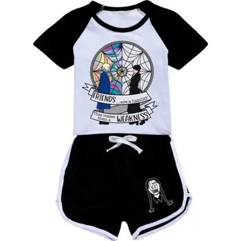 Dětský letní set tričko + kraťasy Wednesday Addams - Friends Barva: Černá, Velikost: 100