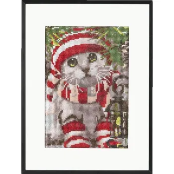 Diamantové malování Diamantový obrázek Vánoční kočka 30x30 CR2063, Grafix