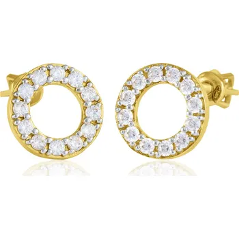 Náušnice Cutie Jewellery Moderní zlaté minimalistické náušnice kroužky se zirkony na šroubek model Z8038 – zlatý šperk ryzosti 585/1000 v Dárkovém balení s Certifikátem GLEYB-31541