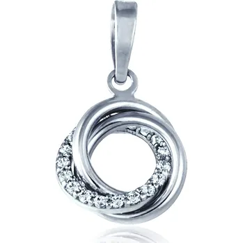 Přívěsek GEMMAX GLPWB2198 Zlatý kulatý elegantní přívěsek se zirkony - bílé zlato – zlatý šperk ryzosti 585/1000 v Dárkovém balení s Certifikátem GLPWB-21981