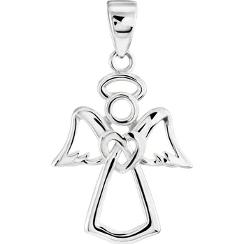 Přívěsek GEMMAX Přívěsek Andělíček se srdíčkem z bílého zlata GLPWN-41821 Stříbrná