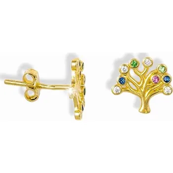 Náušnice GEMMAX Zlaté náušnice Strom Života – zlatý šperk ryzosti 585/1000 v Dárkovém balení s Certifikátem GBEYV-06061