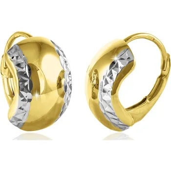 Náušnice GEMMAX Zlaté oblé náušnice okraji zdobenými diamantovým brusem – zlatý šperk ryzosti 585/1000 v Dárkovém balení s Certifikátem GLECN-27851