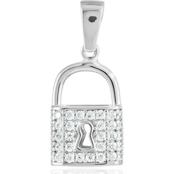 Přívěsek GEMMAX Přívěsek Zámek z bílého zlata – zlatý šperk ryzosti 585/1000 v Dárkovém balení s Certifikátem GLPWB-33041