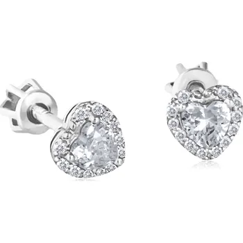 Náušnice Cutie Jewellery Náušnice srdíčka z bílého zlata se zirkony Z8015 – zlatý šperk ryzosti 585/1000 v Dárkovém balení s Certifikátem GLEWB-24871